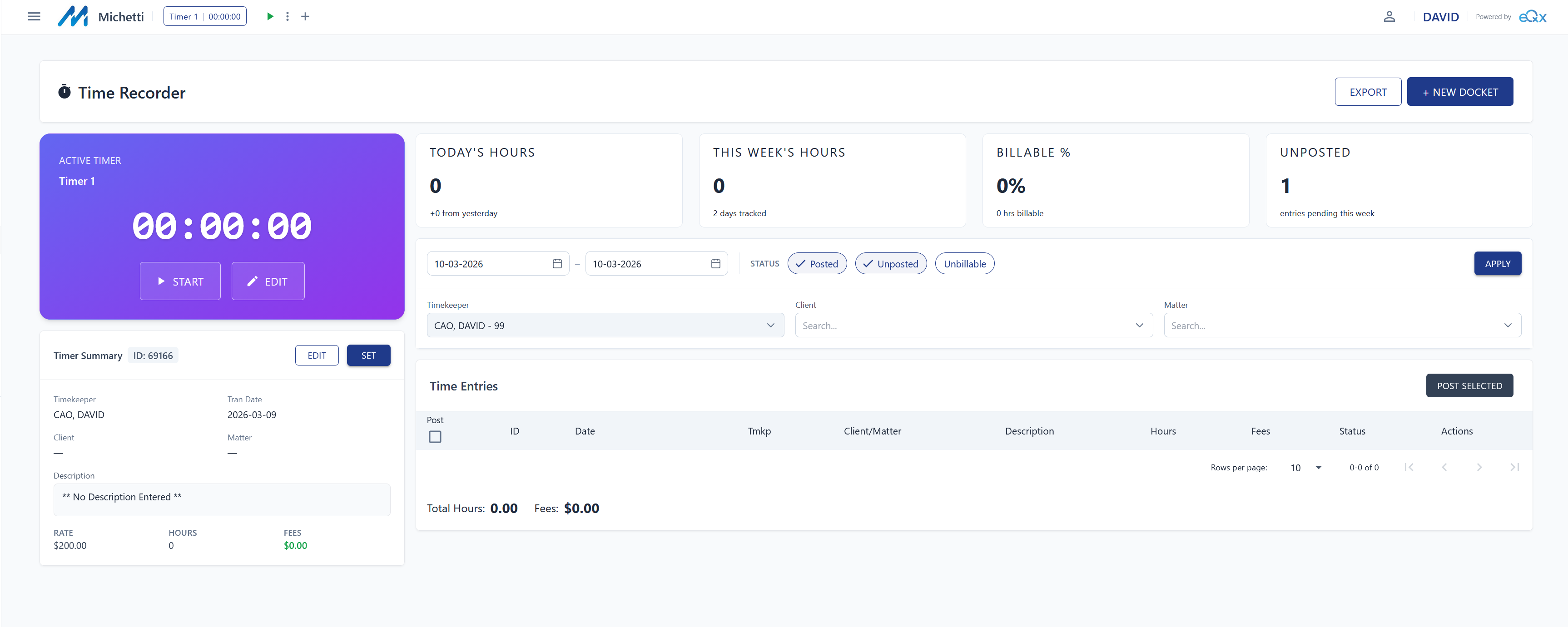 Time Recorder with the Professional role