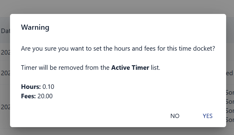 SET button to finalize a running timer