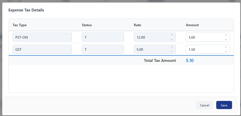 Expense Tax Detail