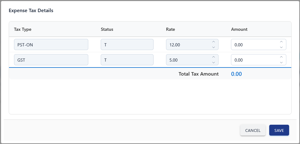 Expense Tax Detail