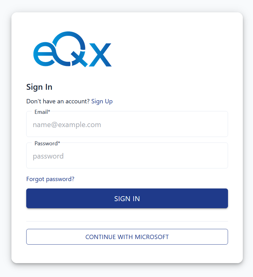 Login page with Continue with Microsoft button