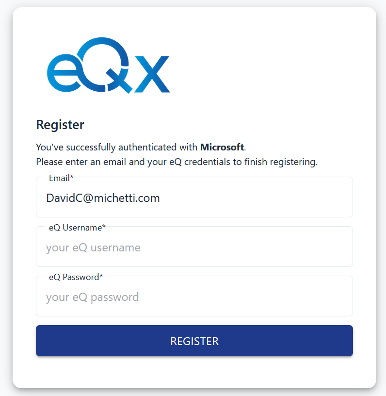 Microsoft registration page