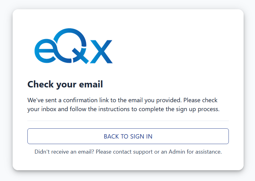 Enter legacy eQx credentials