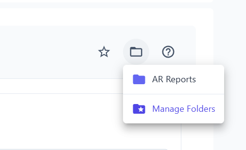 Folder icon on a report to assign it to a folder