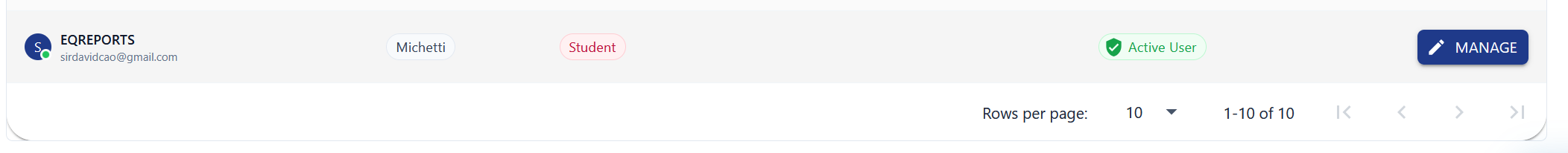 Assigning the Student role to a user