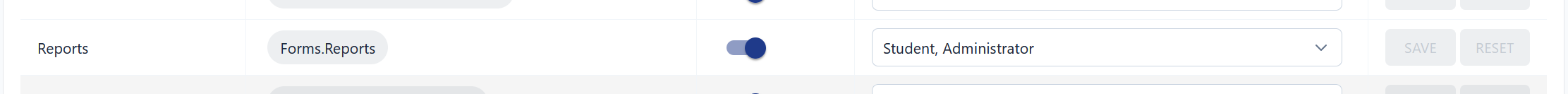 Granting the Student role access to the Reports form