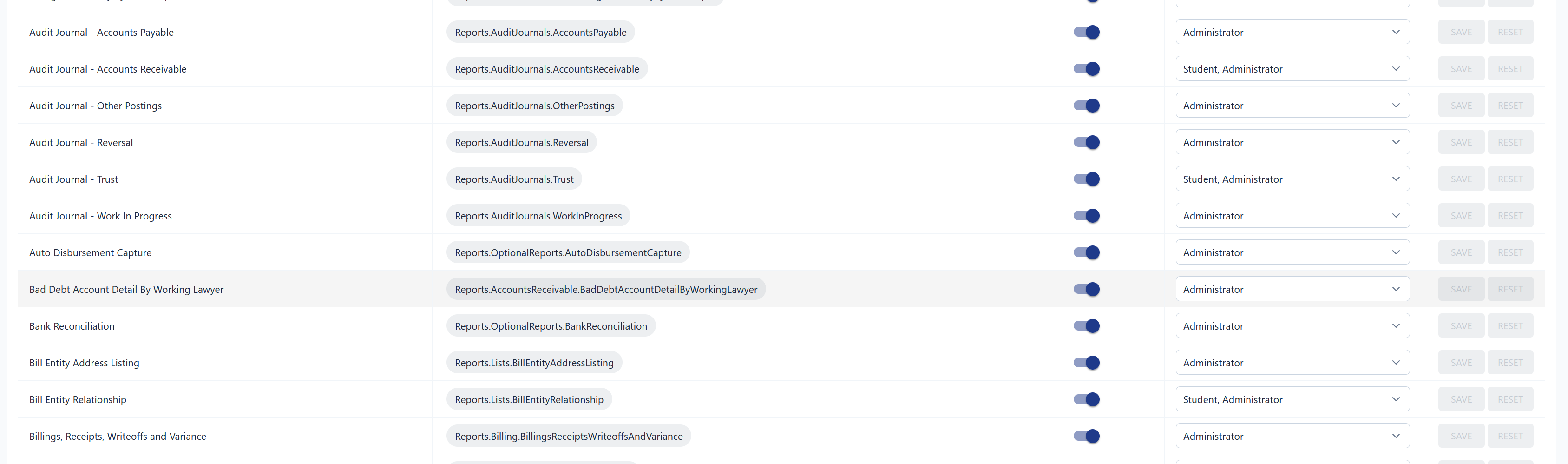 Granting the Student role access to specific reports