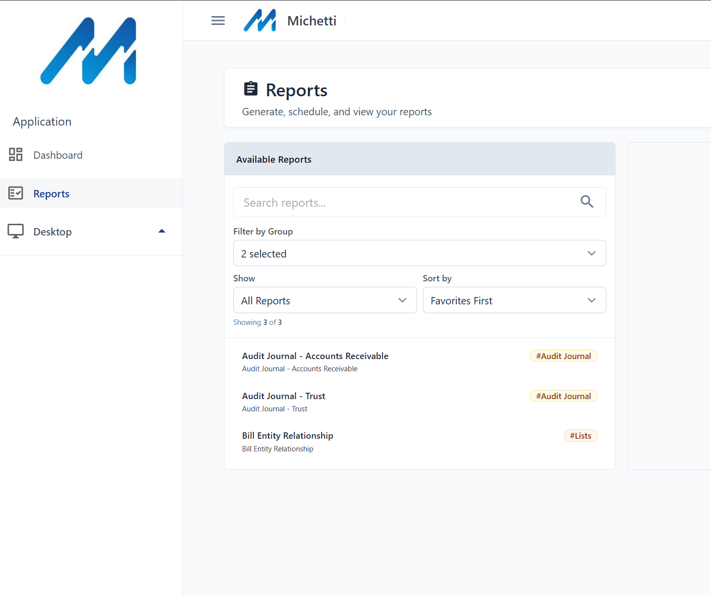 Student view showing only permitted reports