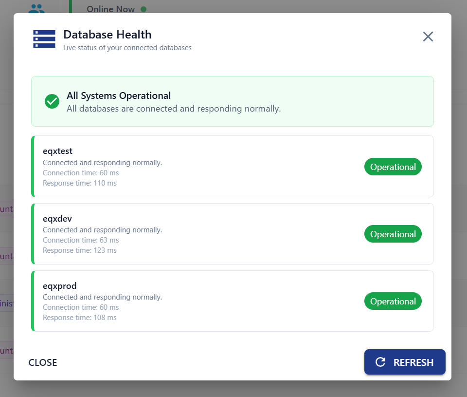 Refreshed Database Health results