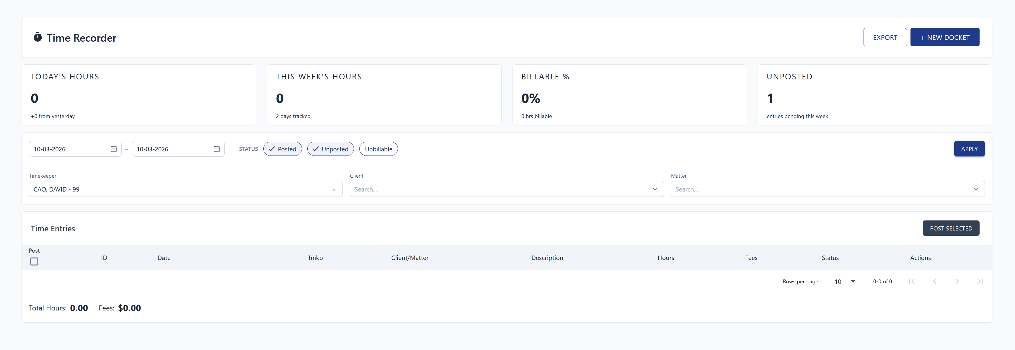 Time Recorder without the Professional role